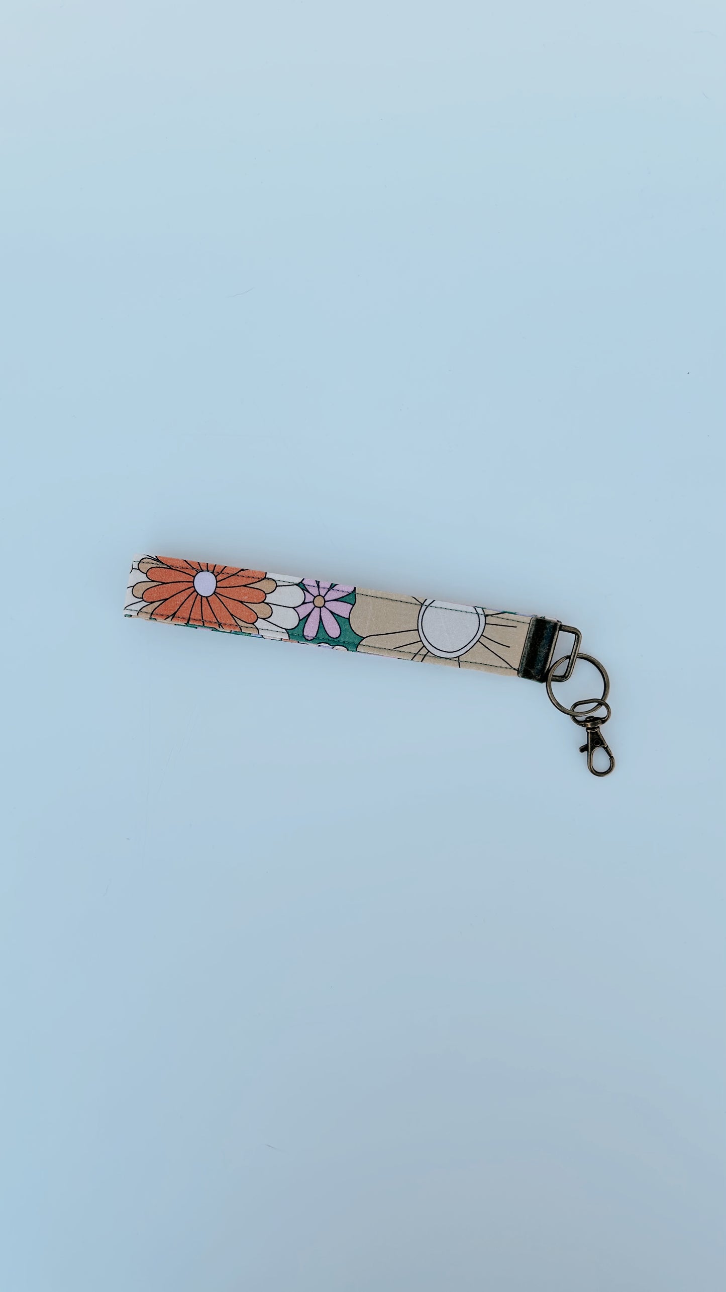 Key Fob Wristlet - Green Floral